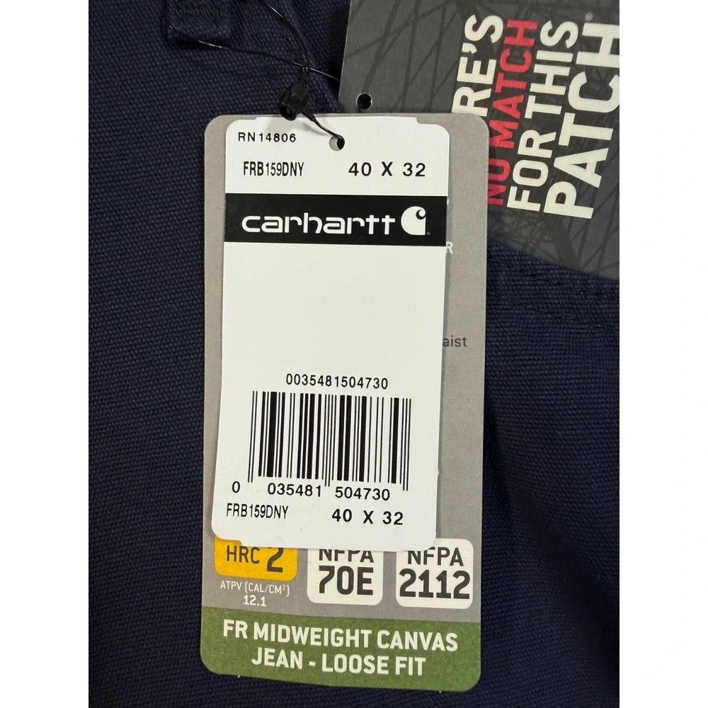 Carhartt FR FRB159DNY Flame‎ Resistant Canvas Work Pants 40x32 Loose Fit NWT